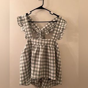 Shein sage and white gingham top size 1XL